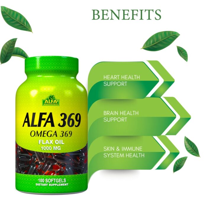 الفا فيتامين اوميجا 3-6-9 100 كبسولة جيلاتينية Alfa Omega 369