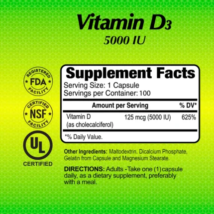 الفا فيتامين د3 5000 وحدة دولية 100 كبسولة Alfavitamins Vitamin D3 5000 Iu