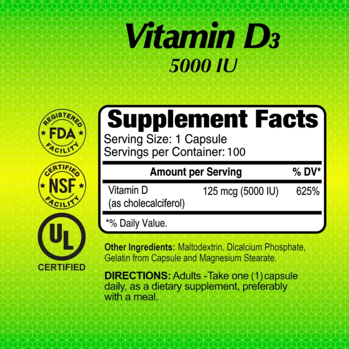 الفا فيتامين د3 5000 وحدة دولية 100 كبسولة Alfavitamins Vitamin D3 5000 Iu