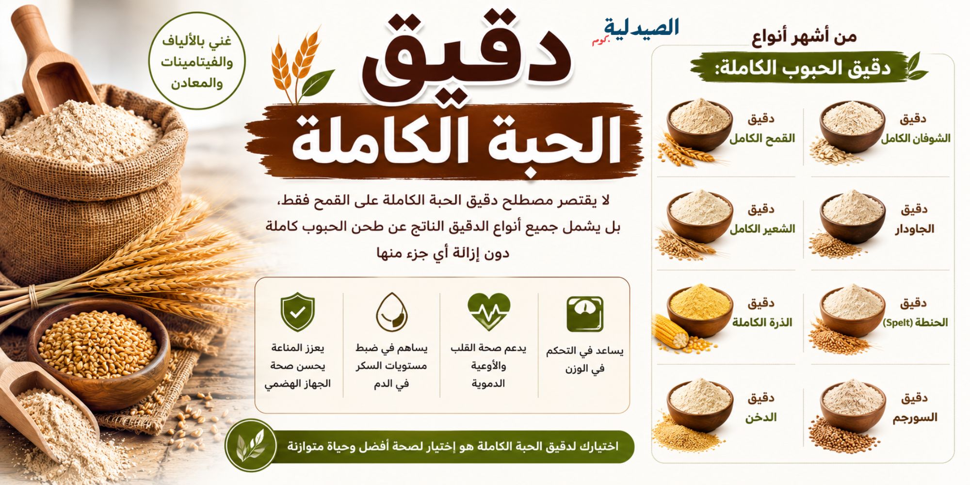 دقيق الحبة الكاملة - ماهو دقيق القمح الكامل - ما الفرق بين الدقيق والطحين - ماهو دقيق القمح الكامل