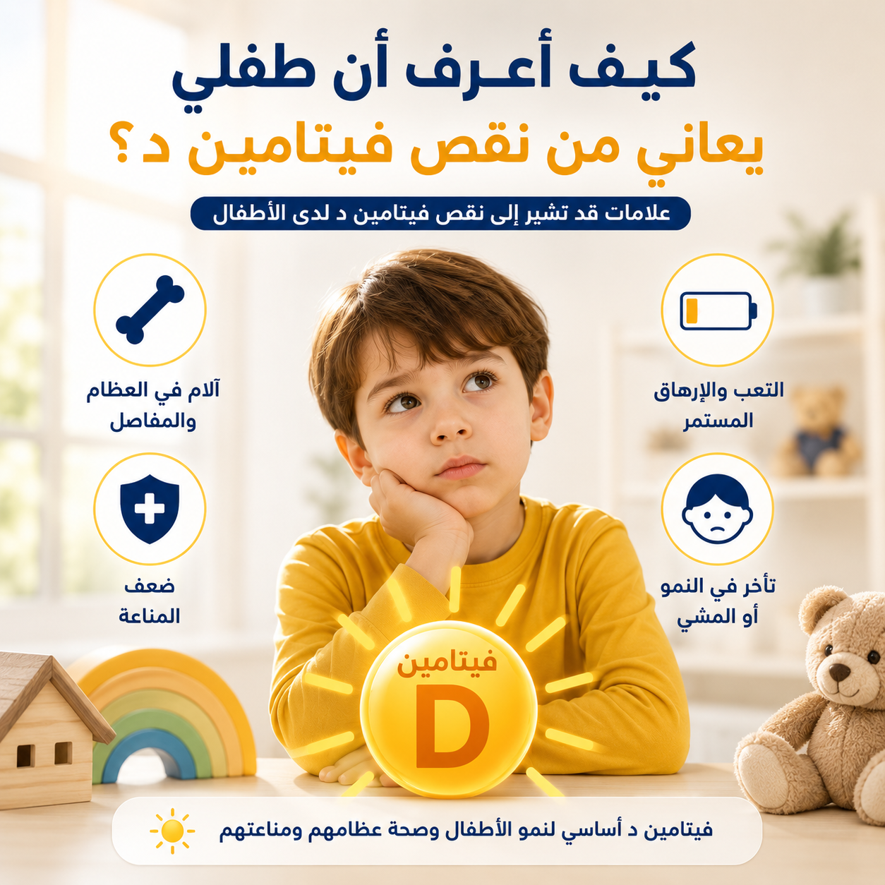 كيف اعرف ان طفلي يعاني من نقص فيتامين د؟