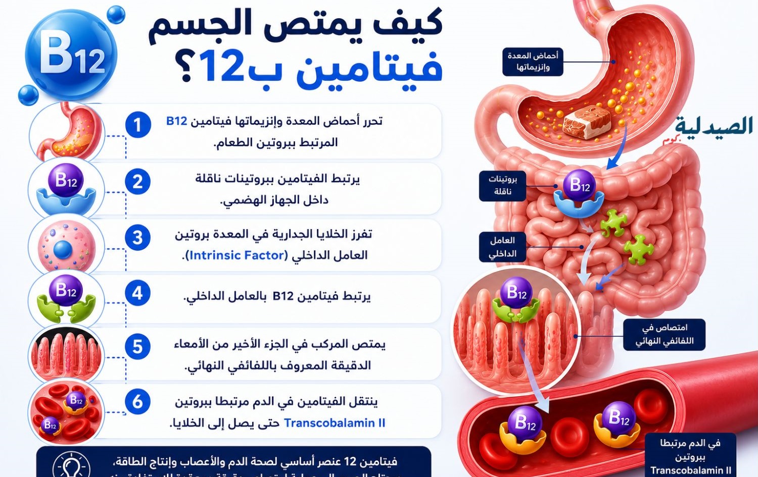 كيف يمتص الجسم فيتامين ب12؟ - فيتامين b12