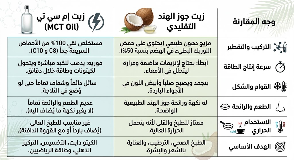 ما الفرق بين زيت جوز الهند و mct oil؟