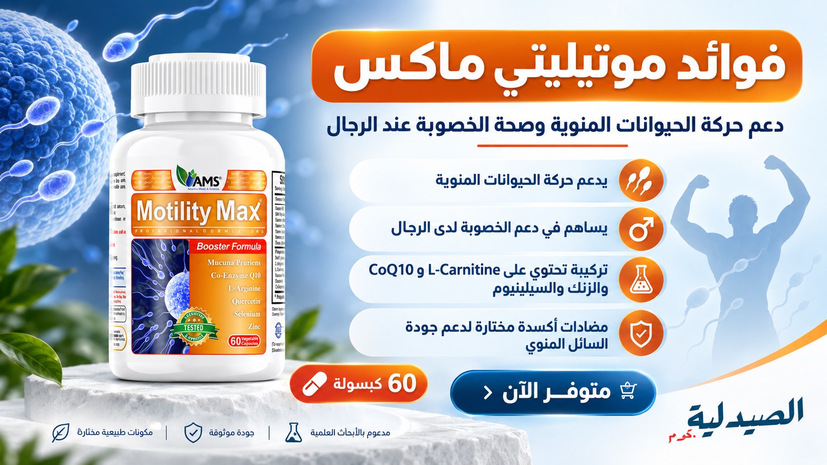 علاج ضعف حركة الحيوان المنوى - اسباب ضعف حركة الحيوان المنوى - موتيليتي ماكس علاج ضعف حركة الحيوان المنوى - اسباب ضعف حركة الحيوان المنوى - موتيليتي ماكس